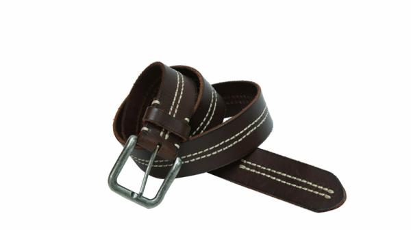 Italian cable stitched leather belt