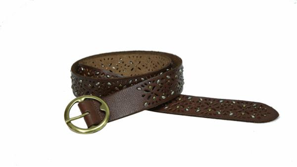 cut out studded leather belt