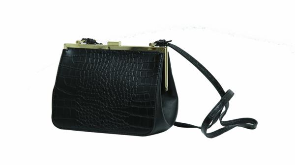 faux leather crossbody mouth gold bag