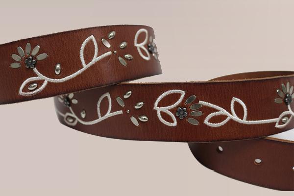 Embroidered Leather Belt